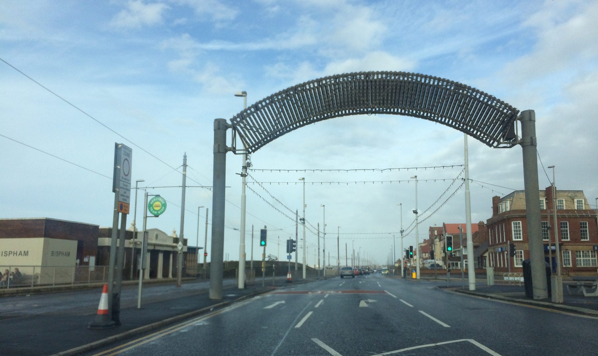 Illuminations welcome arch at Bispham, Blackpool North Shore