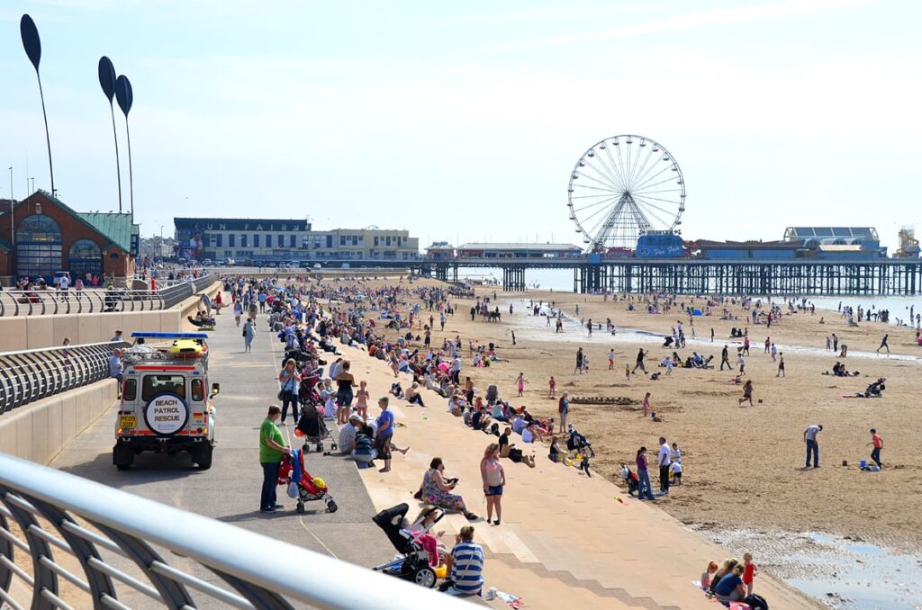 Blackpool Beaches - central with Tower Festival Headland behind you