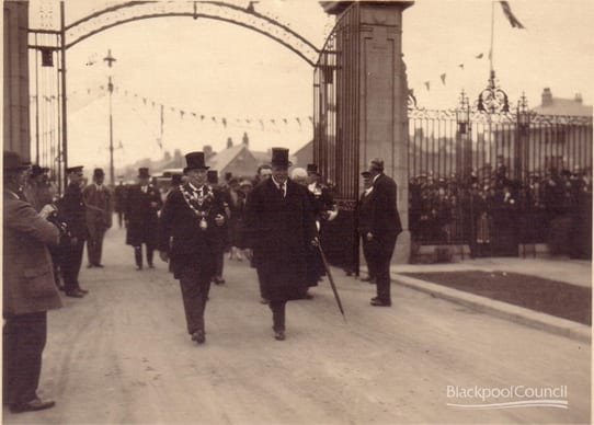 Lord Derby opening the gates at Stanley Park in 1926