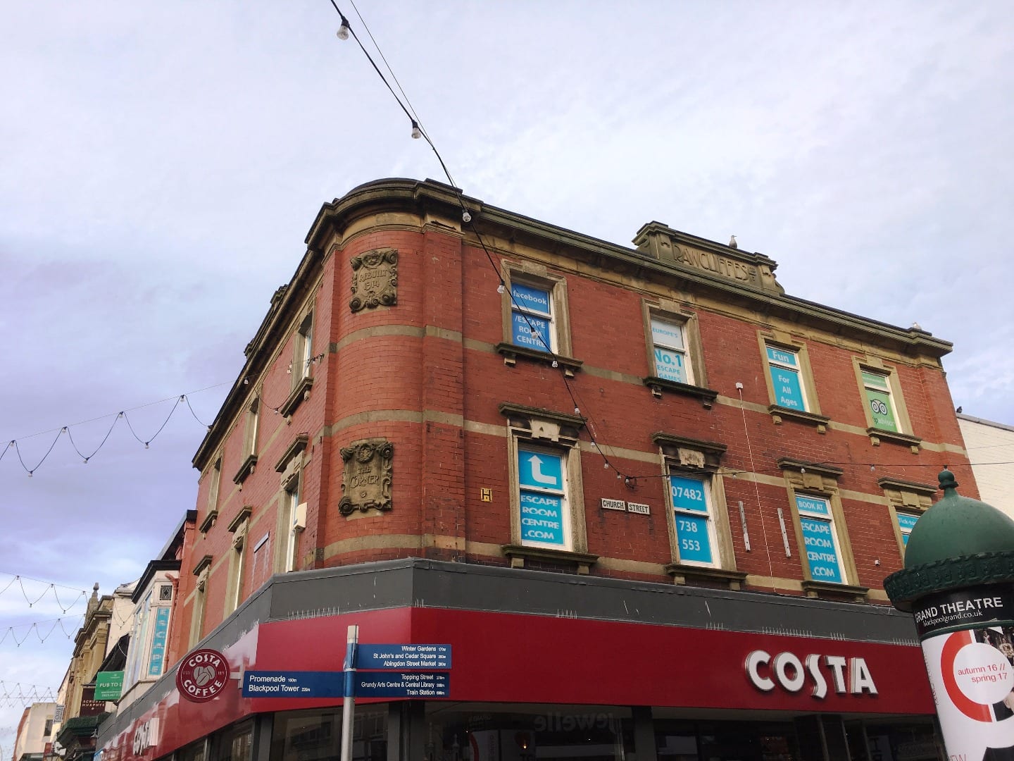 Traces of Blackpool's past at Rawcliffes outfitters above Costa Coffee, Church Street