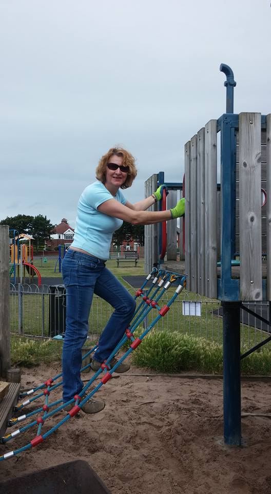 Sue Lowe inspecting the top