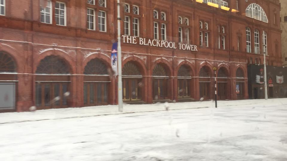 Artificial snow on Blackpool prom, photo from Funky Towers