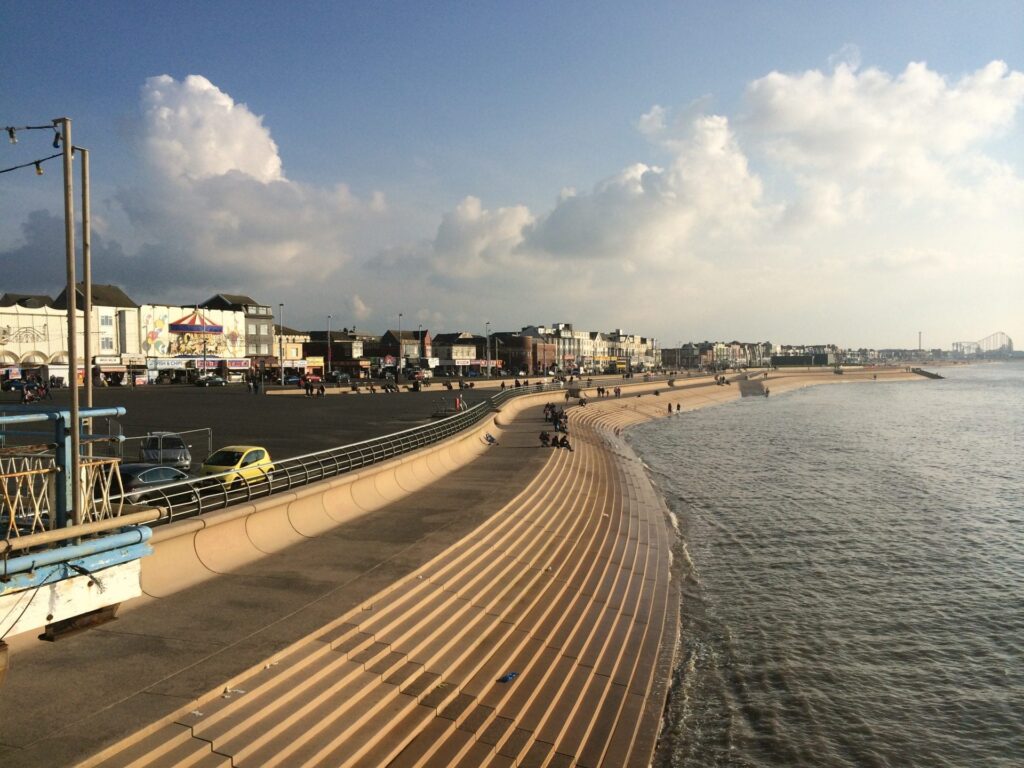 Stepped sea defences at Blackpool South Shore