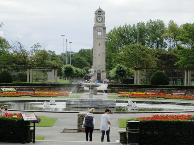 Blackpool Stanley Park, Italian Gardens, fountain and clock tower