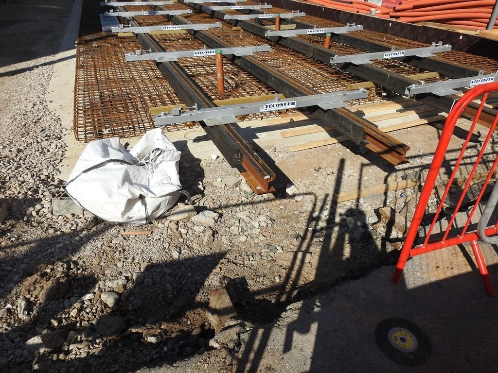 Tramlines being laid in Talbot Road, part of the Blackpool Tramway Extension. Photo: Barrie C Woods