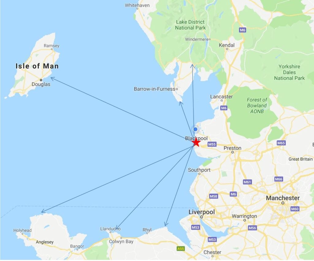 Views across the sea from Blackpool. Pic: Google maps