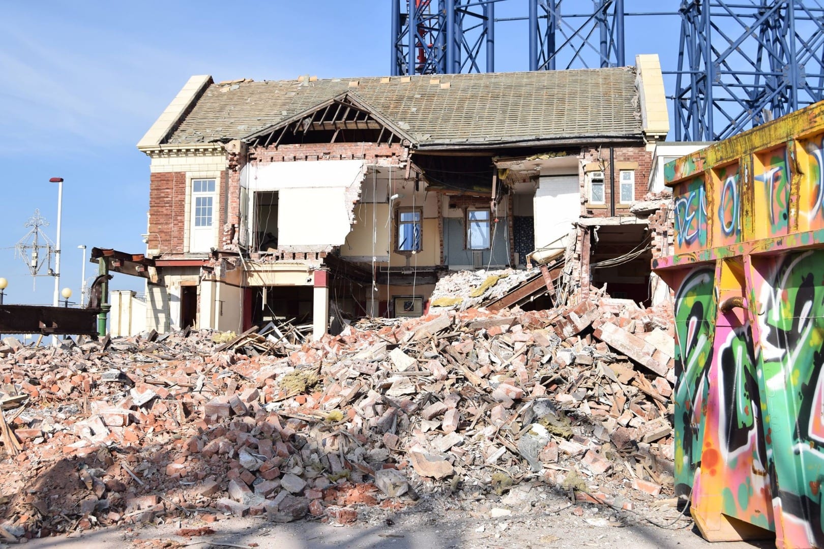 Demolition of The Star Inn at Blackpool Pleasure Beach, Jan 2018. Photo: Juliette Gregson