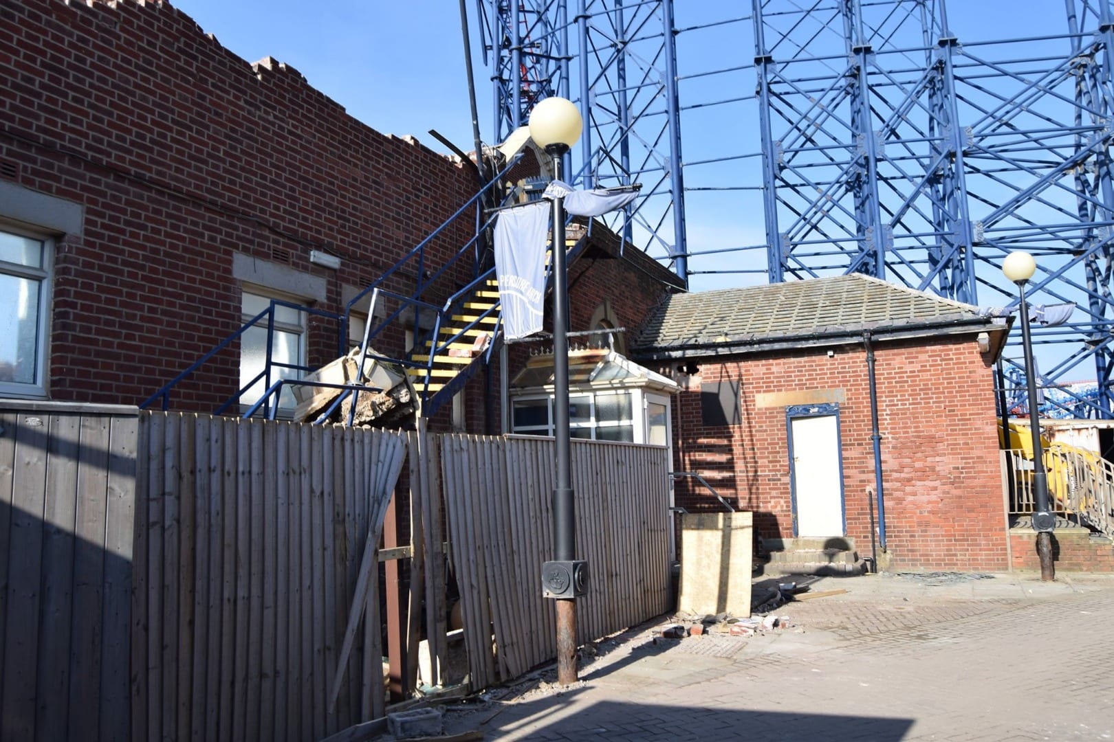 Demolition of The Star Inn at Blackpool Pleasure Beach, Jan 2018. Photo: Juliette Gregson