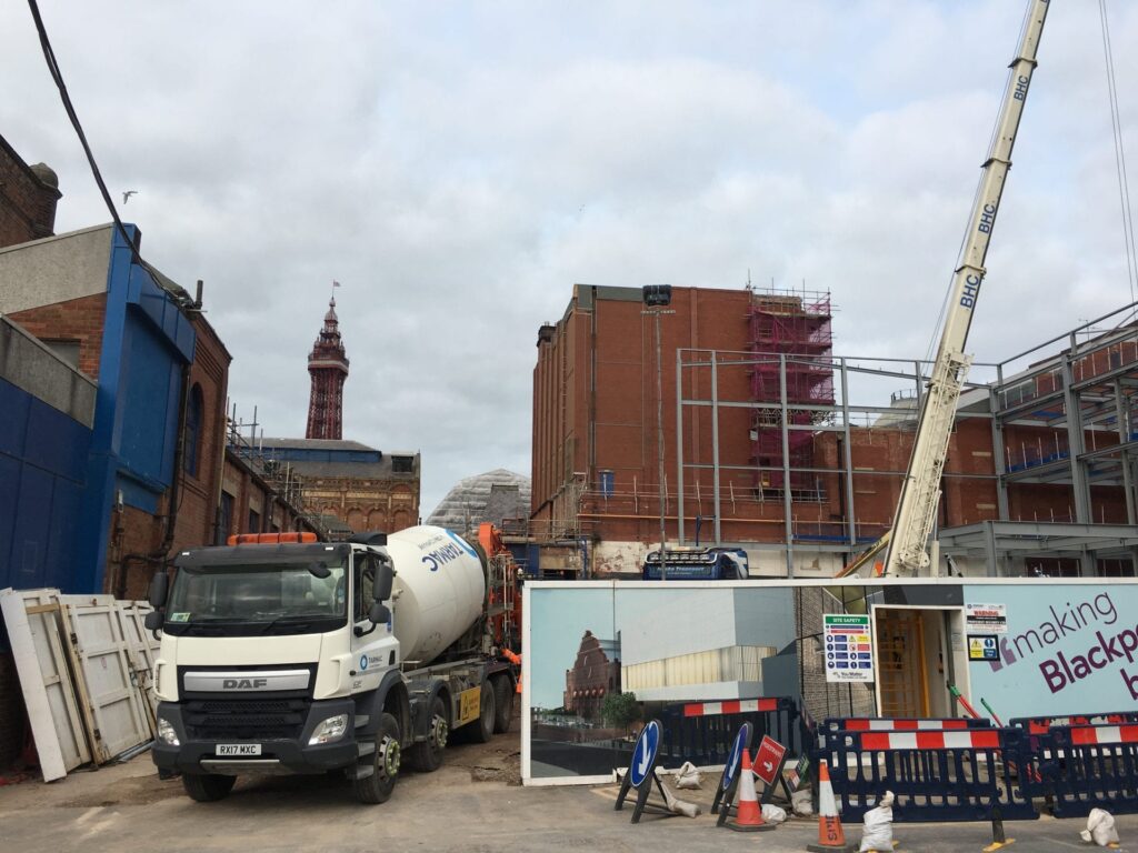 Steelwork going up for Blackpool's New Conference Centre. End of August 2018