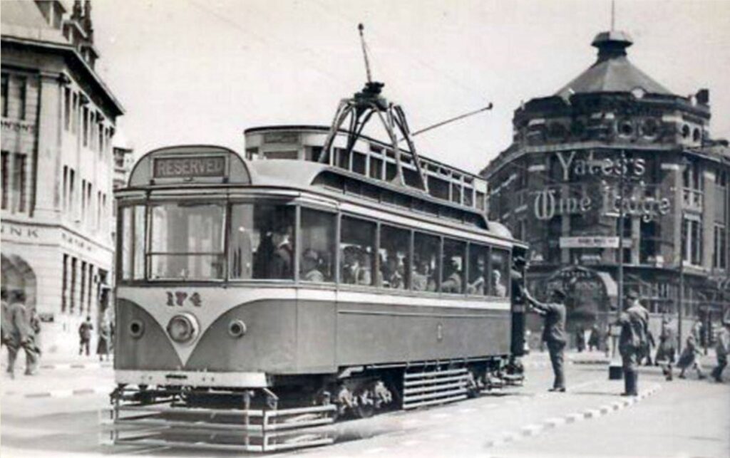 Original trams on Talbot Road, soon to be running again, when the Blackpool Tramway Extension is complete