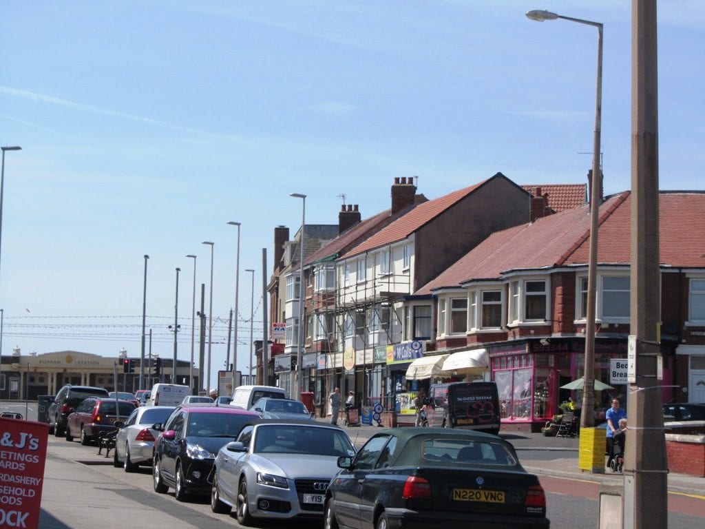 Red Bank Road at Bispham. Bispham Village is behind the photographer