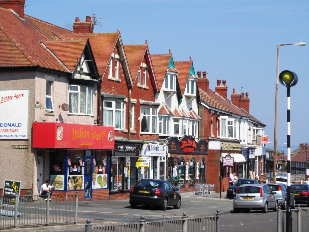 Red Bank Road at Bispham. Head straight forward to come to Bispham Village