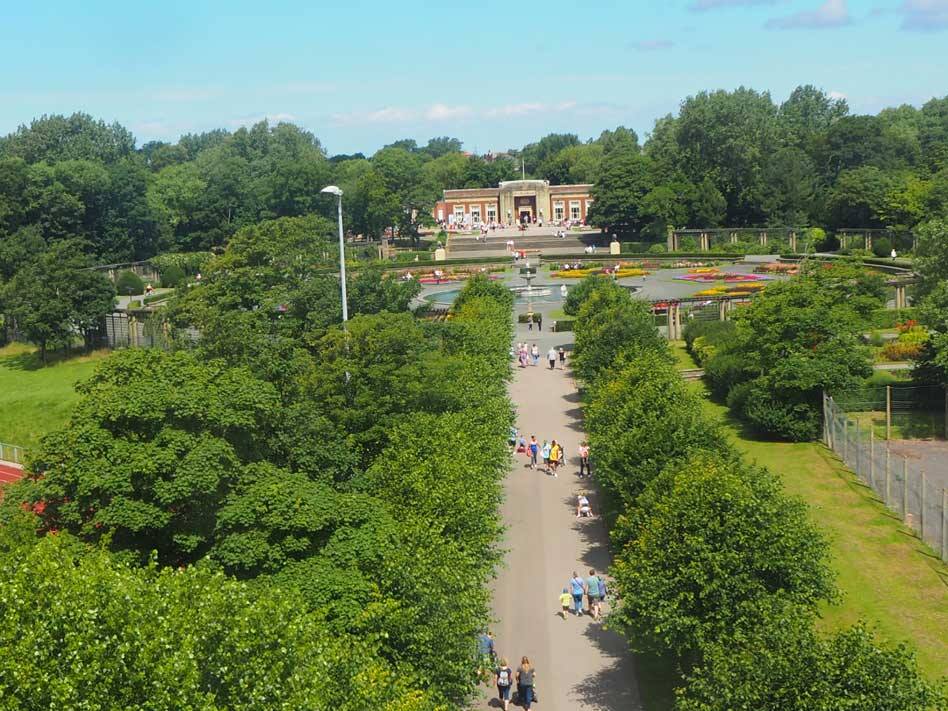 View of Stanley Park from Cocker Clock Tower - a beautiful gree place to go walking in Blackpool