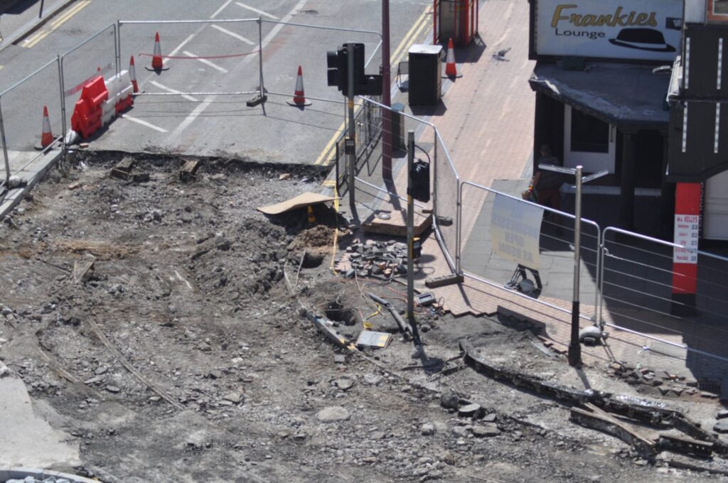 Original tramlines, being replaced in the Blackpool Tramway Extension. Photo: Juliette Gregson