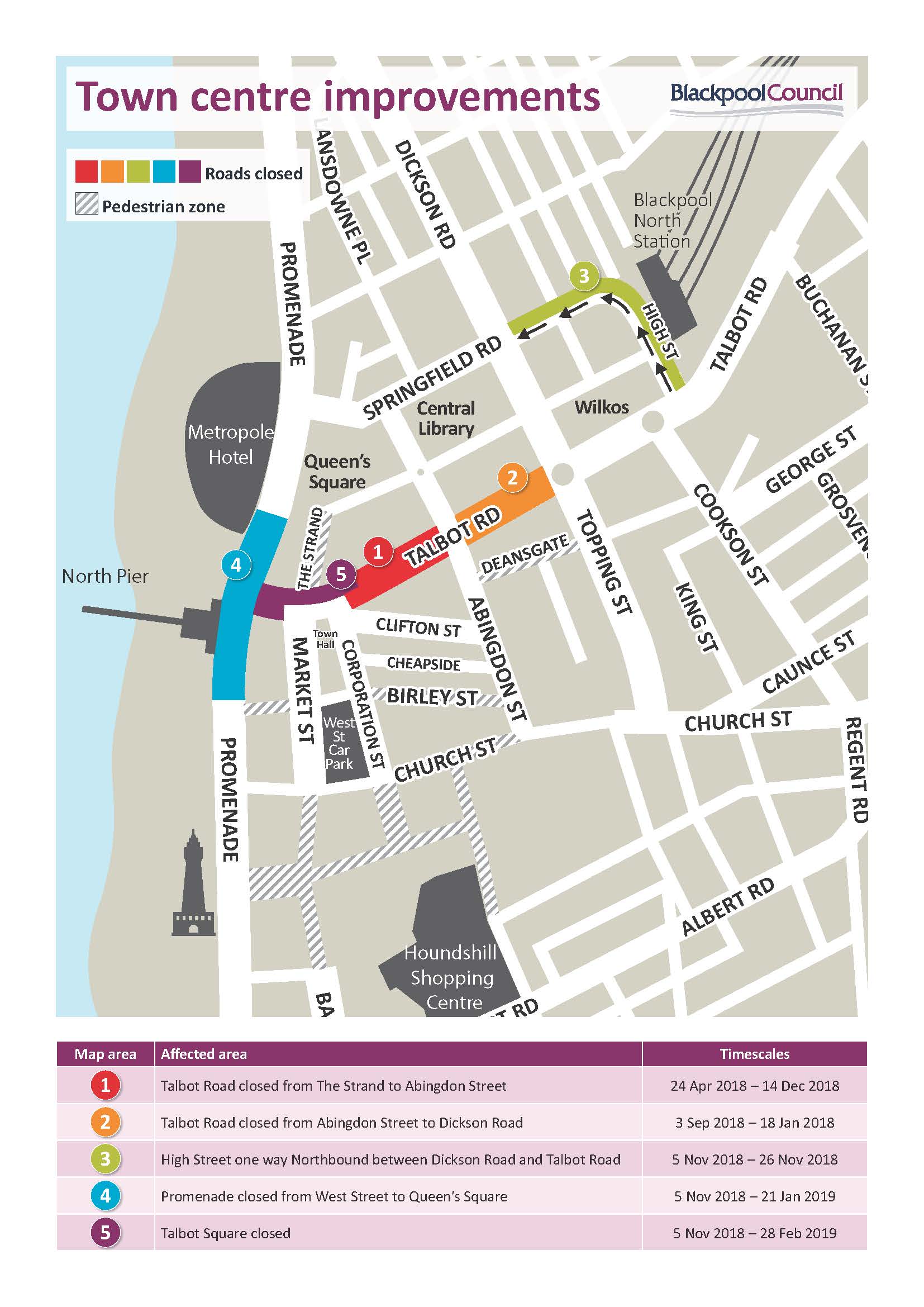 Blackpool Town Centre improvements, autumn 2018