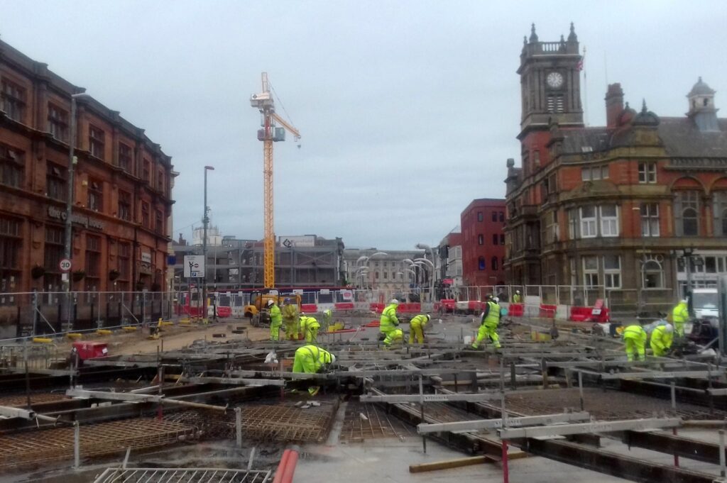 Progress on the Blackpool tramway extension at Talbot Road