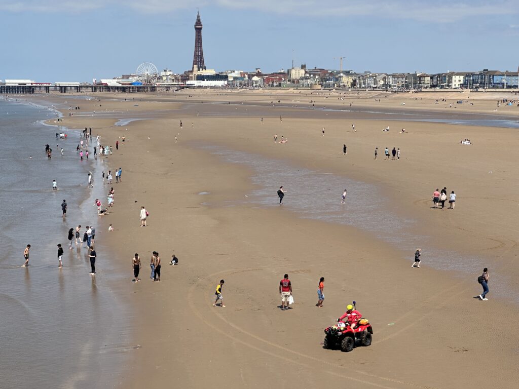 Blackpool beach seen from South Pier