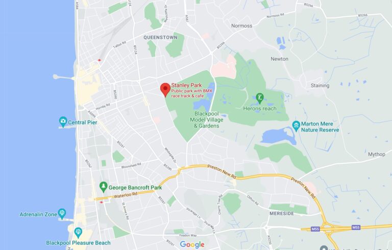 Google map showing location of Stanley Park