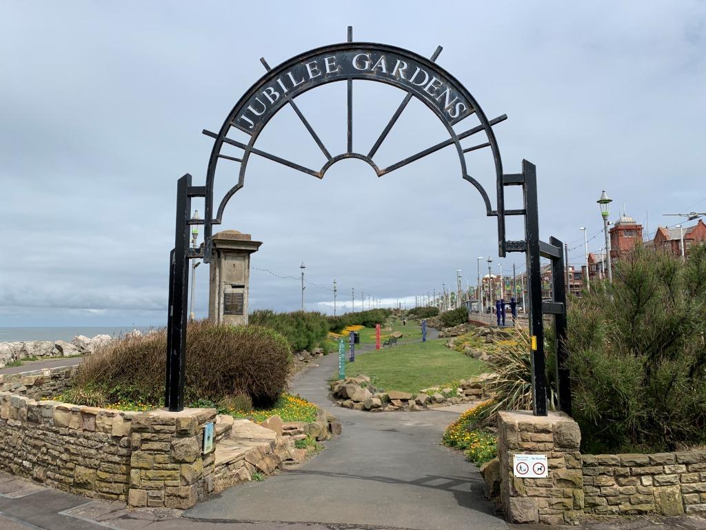 View through Jubilee Gardens Blackpool from main entrance gates in 2020