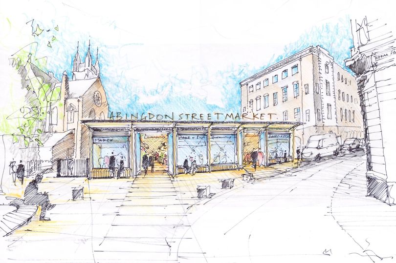 Artist's Impression of the Cedar Square entrance to Abingdon Street Market