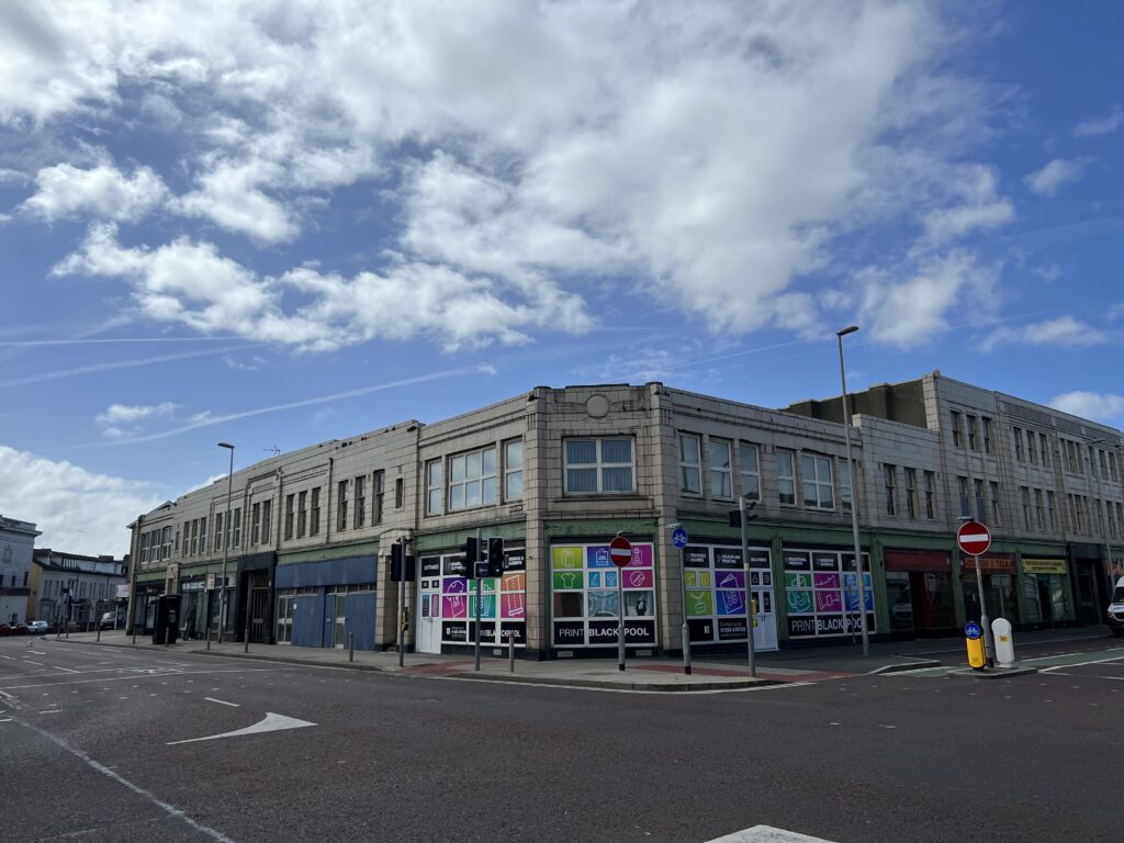 Cookson Street to the right and Caunce Street to the left