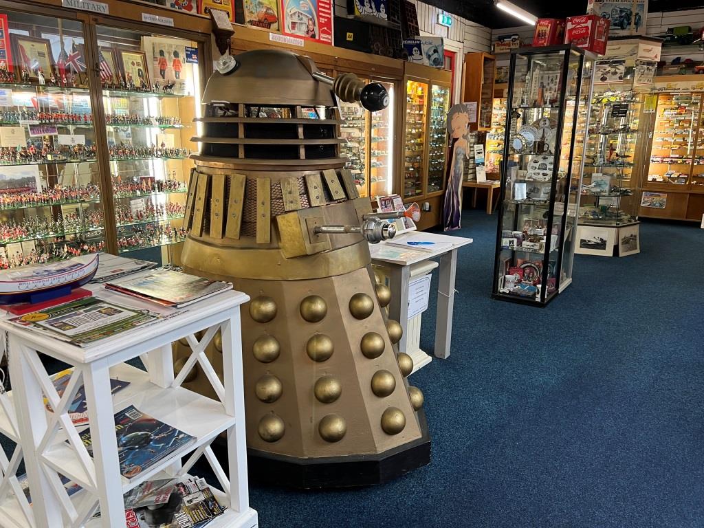 Displays and a dalek at Blackpool Toy Museum