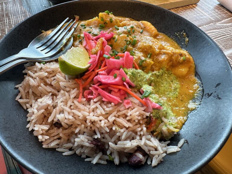 Trini Curry Prawn and rice at Turtle Bay Blackpool