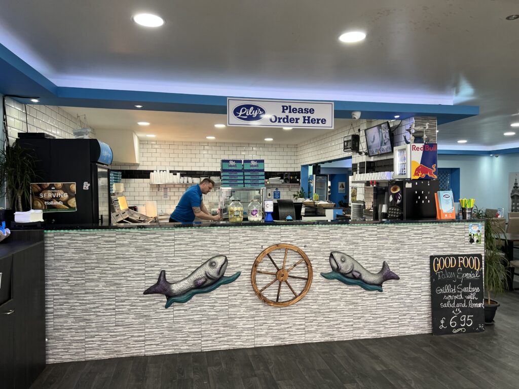 Take away counter at Lily's Traditional Fish and Chips